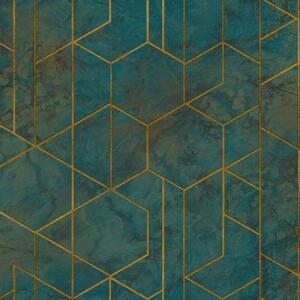 Geometrijska mramorna zelena flis tapeta za zid, WL2501, Wanderlust, Grandeco | Ljepilo besplatno