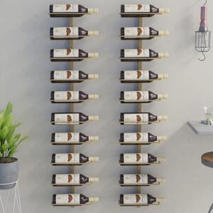 VidaXL Zidni stalak za vino za 10 boca 2 kom zlatni metalni