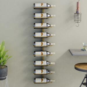VidaXL Zidni stalak za vino za 9 boca zlatni željezni
