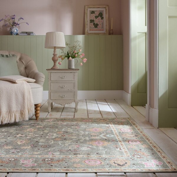 Svijetlo zeleni periv tepih 152x230 cm Una Floral – Flair Rugs