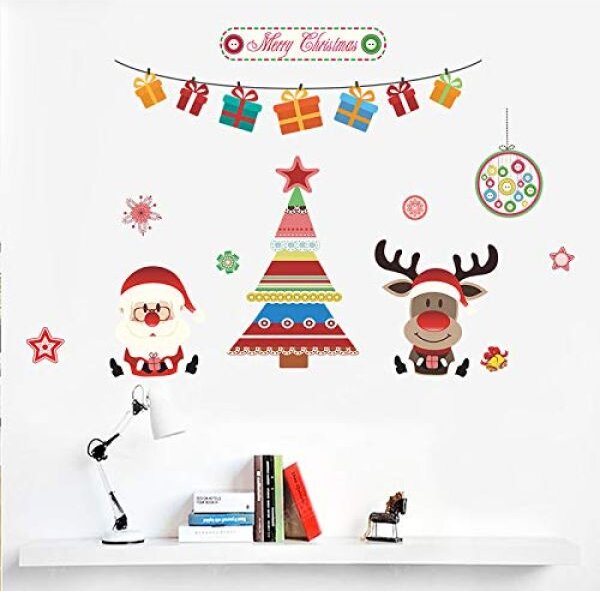 Zidna Naljepnica - Merry Christmas - Djedica i Rudolf
