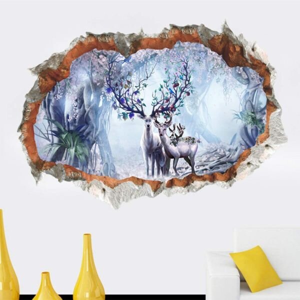 3D Dekorativna zidna naljepnica - Deer Family