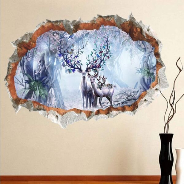 3D Dekorativna zidna naljepnica - Deer Family