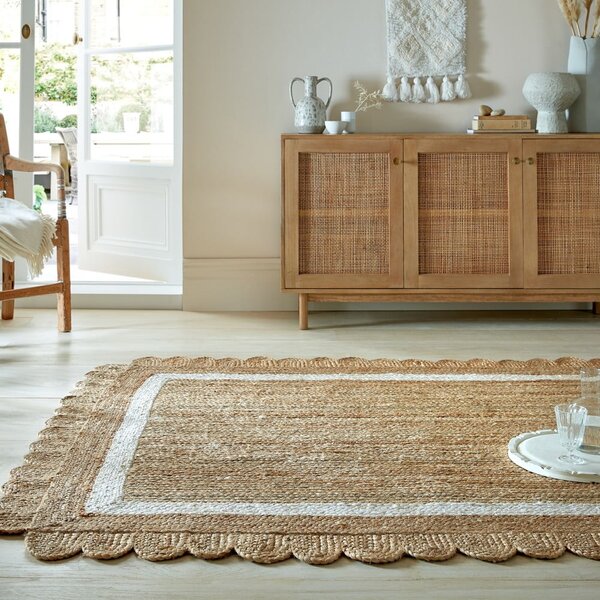 Ručno rađen juten tepih u prirodnoj boji/boje slonovače 160x230 cm Grace White – Flair Rugs