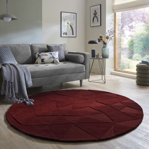 Bordo ručno rađen vunen okrugao tepih ø 160 cm Shard Red – Flair Rugs