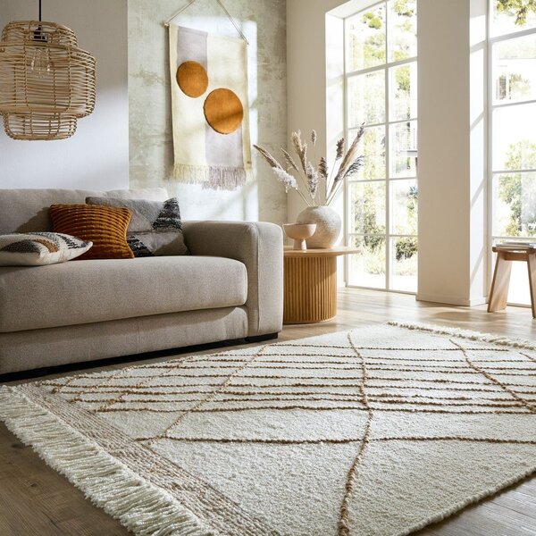Krem ručno rađen tepih od mješavine vune 120x170 cm Astera Linear – Flair Rugs