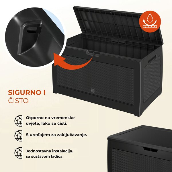 Kutija za pohranu RATO, 310 l, 119x48x60 cm, antracit Prosperplast