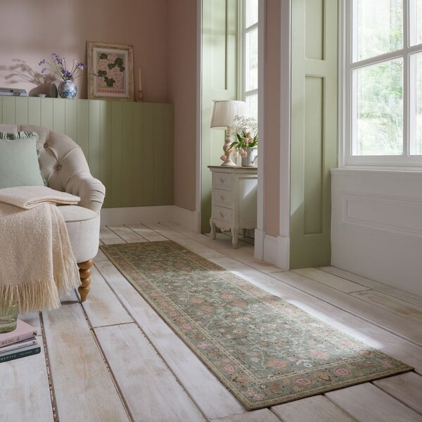 Svijetlo zelena periva staza 60x230 cm Una Floral – Flair Rugs