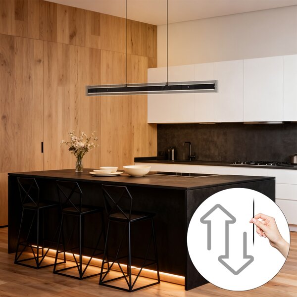 Moderna viseća svjetiljka crna sa staklom zadimljenog efekta uklj. LED Easylift - Catch