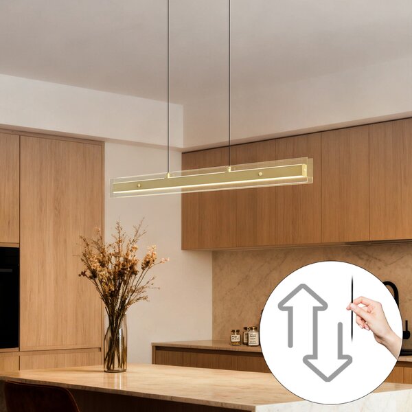 Moderna viseća svjetiljka mjedena s prozirnim staklom uklj. LED Easylift - Catch