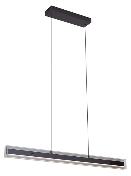 Moderna viseća svjetiljka crna sa staklom zadimljenog efekta uklj. LED Easylift - Catch
