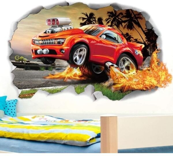 3D zidna naljepnica Turbo Mustang dimenzije 70x50 cm