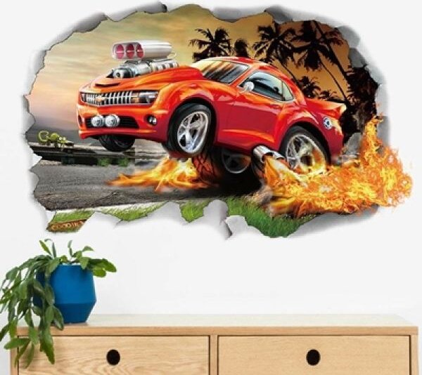 3D zidna naljepnica Turbo Mustang dimenzije 70x50 cm