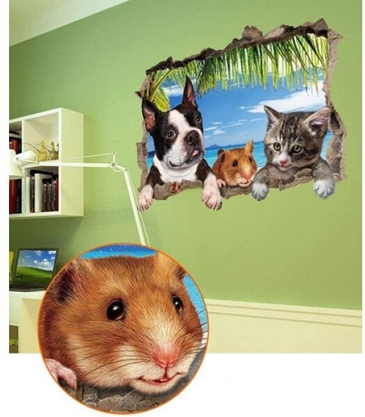 Zidna naljepnica 3D - Pet friends