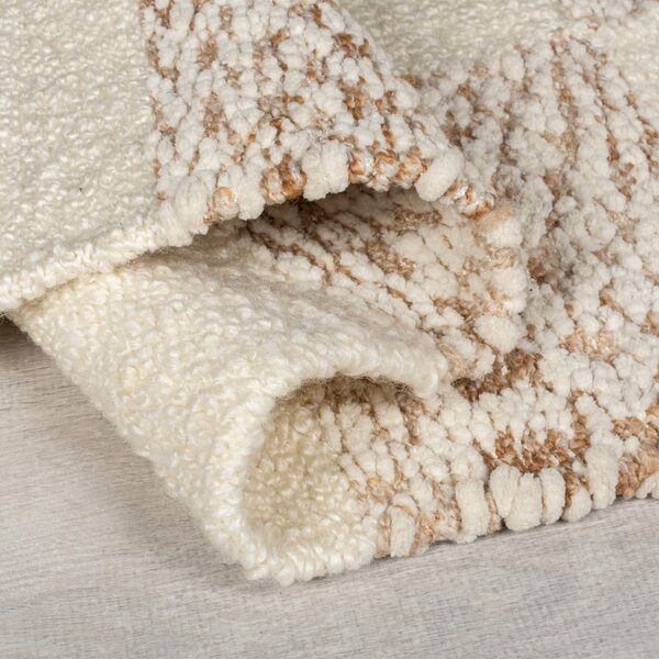 Krem/u prirodnoj boji ručno rađen tepih od mješavine vune 200x300 cm Eric Checkboard – Flair Rugs