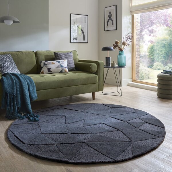 Antracitno sivi ručno rađen vunen okrugao tepih ø 160 cm Shard Charcoal – Flair Rugs