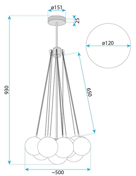 Lampa Viseća APP1688-12CP Gold