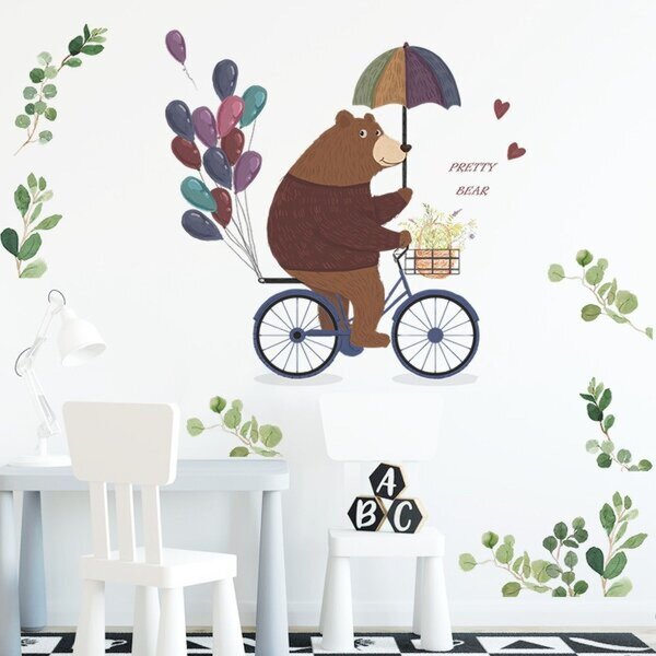 Zidna naljepnica Bear riding bicycle