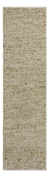 Kaki zelena ručno rađena staza od mješavine vune 60x230 cm Minerals – Flair Rugs