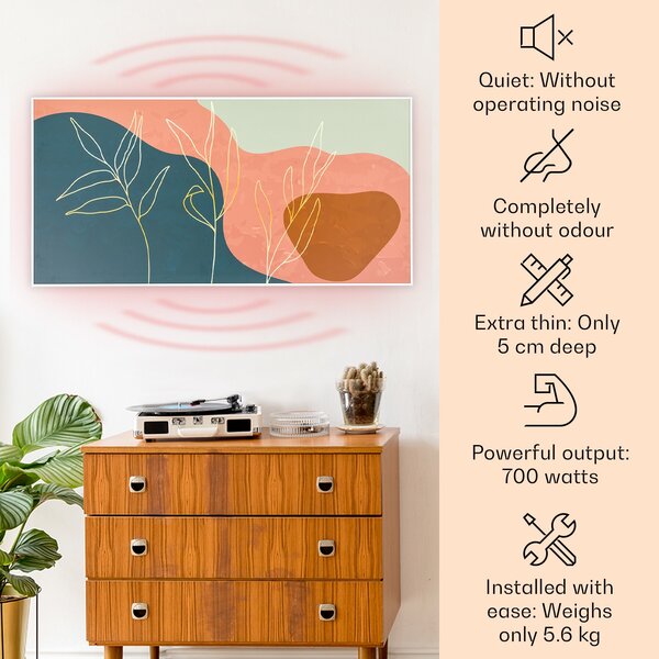 Klarstein Wonderwall Air Art, infracrvena pametna grijalica, 60x120cm, 700W, zidna instalacija, upravljanje aplikacijom, zlatne linije