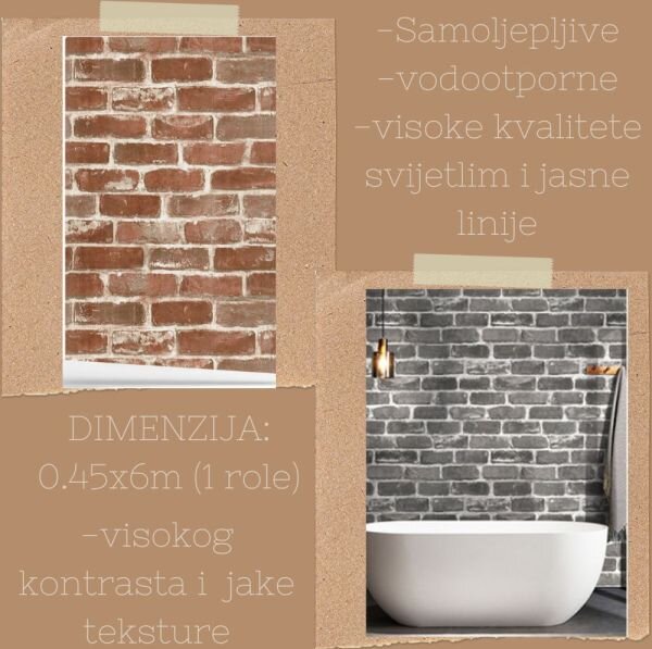 Samoljepljive vodootporne tapete za zid -Industrijski stil