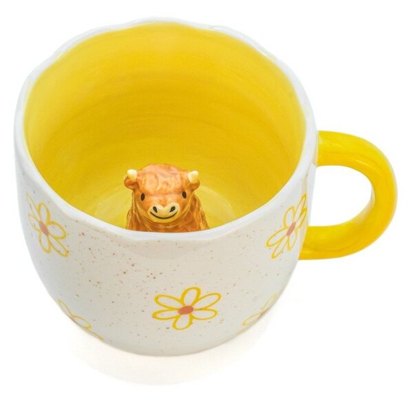 Žuta /krem porculanska šalica 350 ml Surprise Highland Cow – Sass & Belle