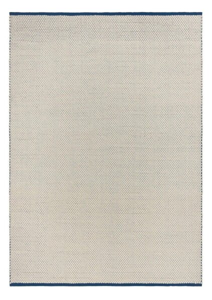 Plavi/bež ručno rađen vunen tepih 140x200 cm Lenu – noo.ma