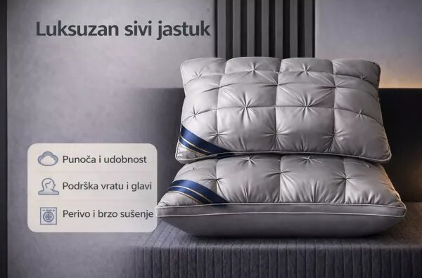 Luksuzni sivi hotelski jastuk - 74x48 cm