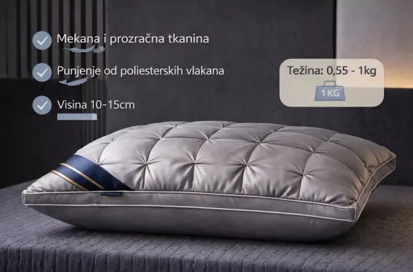Luksuzni sivi hotelski jastuk - 74x48 cm
