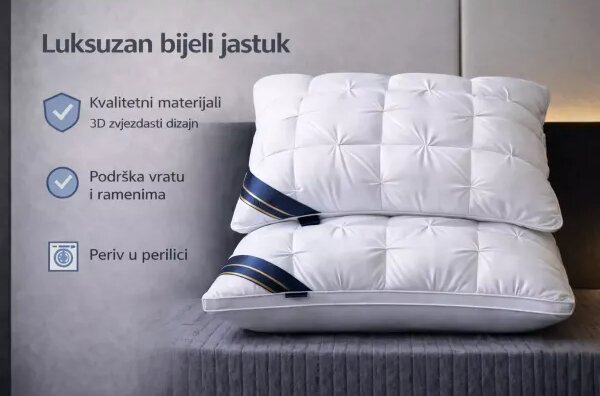 Luksuzni bijeli hotelski jastuk - 74x48 cm