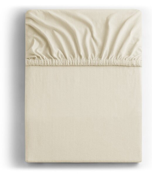 Bež plahta s gumom od jeseya 200x200 cm Amber – Restilo