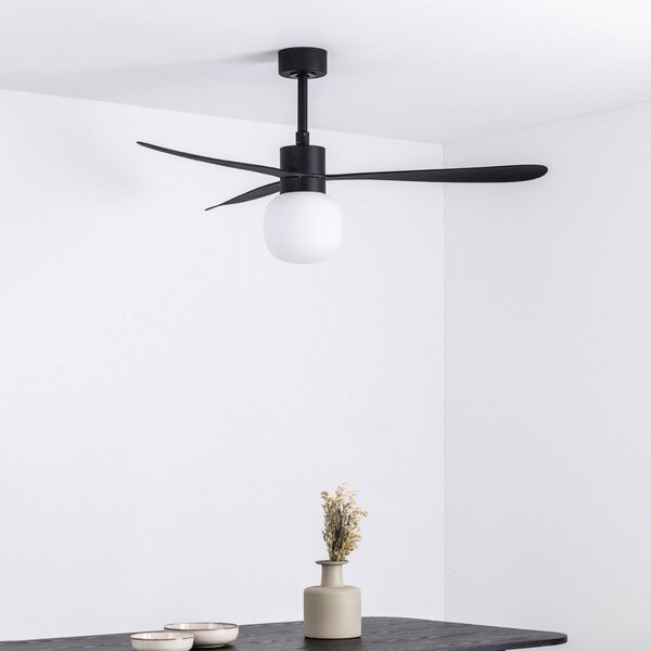 FARO BARCELONA Stropni ventilator Amelia Ball L LED, crni, DC, tih, prigušiva, Crno, Dnevni boravak/blagovaonica, Plastika