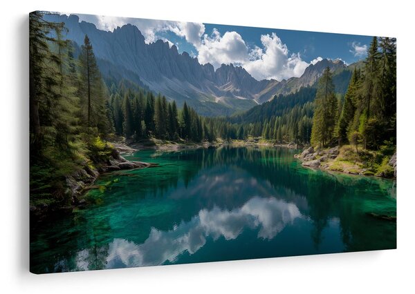 Slika planinsko jezero u šumi