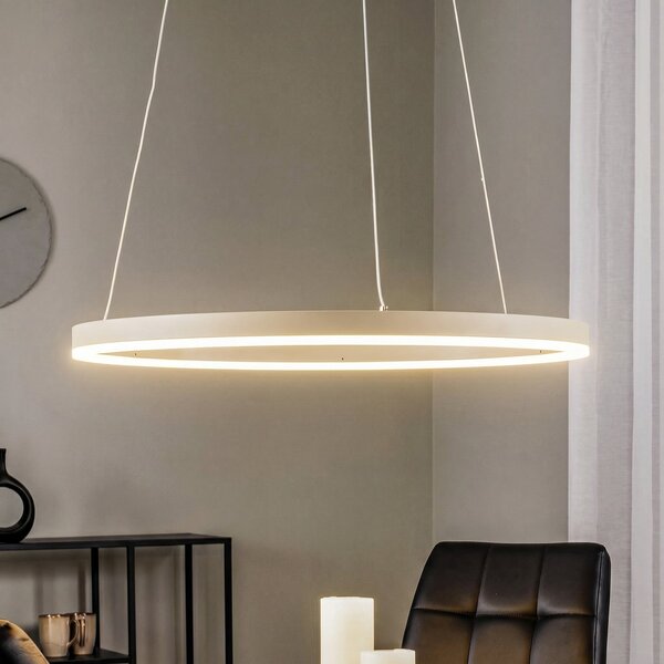 Arcchio Albiona LED viseća svjetiljka, bež, 1 prsten, Ø 60 cm, prigušiva, Bež, Kuhinja, Metal