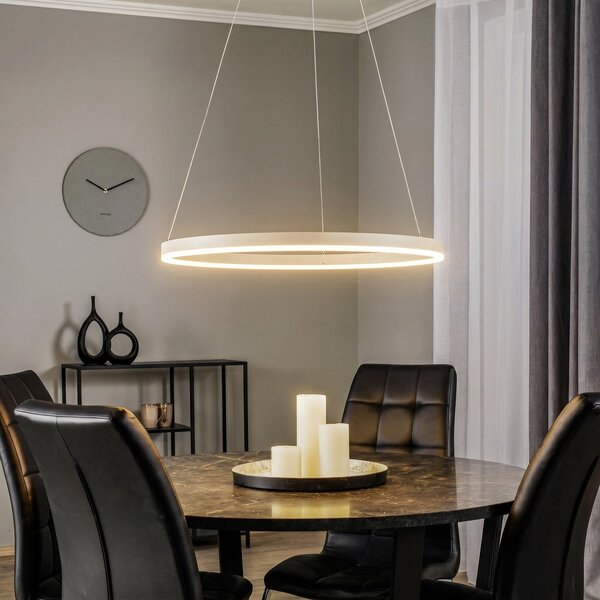 Arcchio Albiona LED viseća svjetiljka, bež, 1 prsten, Ø 60 cm, prigušiva, Bež, Kuhinja, Metal