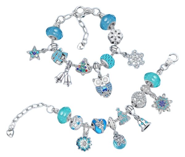 Adventski kalendar BLUE DIAMONDS s narukvicama, lancima i privjescima, plava/srebrna