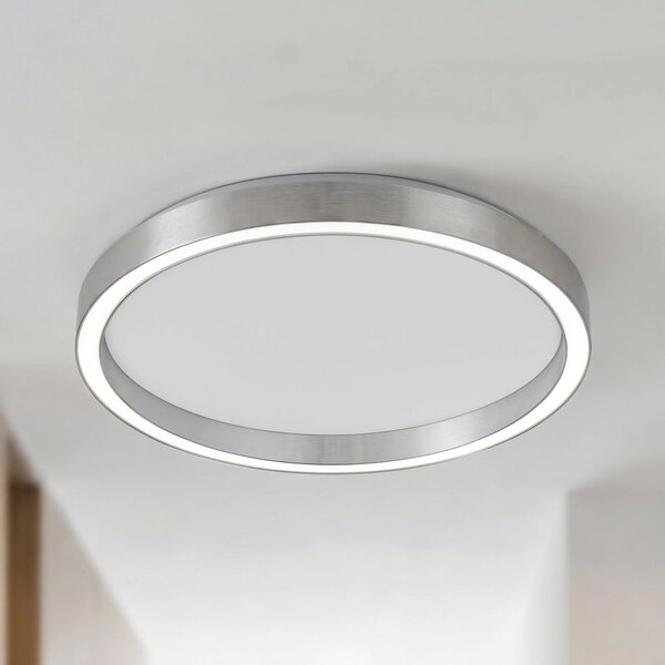 Lucande Rotundo LED stropna svjetiljka, Ø 40 cm, aluminij, prigušiva, prigušiva, Metalik, Dnevni boravak/blagovaonica, Plastika