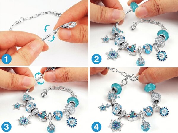 Adventski kalendar BLUE DIAMONDS s narukvicama, lancima i privjescima, plava/srebrna