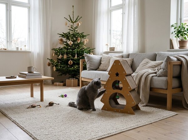 Grebalica za mačke CHRISTMAS TREE 41x56 cm, smeđa
