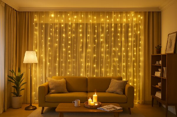 LED svjetlosna zavjesa STAR RAIN 3x3 m, topla bijela