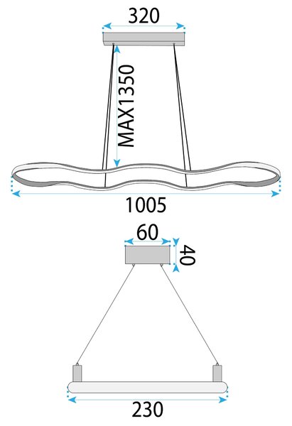 LED VISEĆA STROPNA SVJETILJKA LHJ027-CP 100 cm zlatna