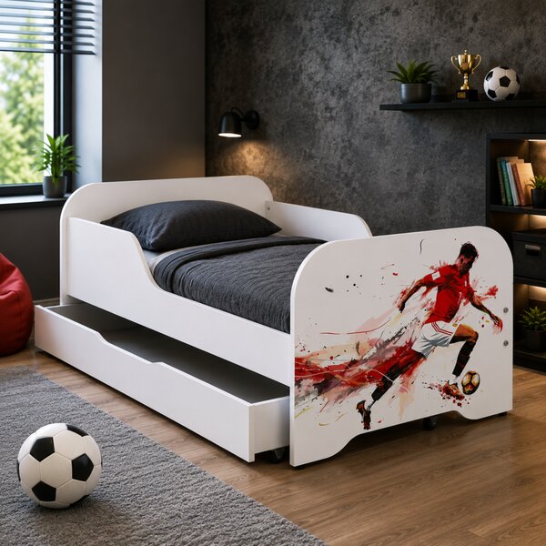 Kompletni dječji krevet 160 x 80 cm s madracem i letvičastom podnicom - FOOTBALLER