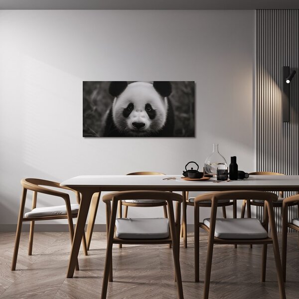 Slika crno-bijela panda s osmijehom