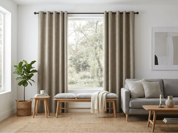 Zasjenjiva zavjesa LOOM VELVET 140x250 cm, bež-smeđa Sistem za vješanje: Metalni prstenovi