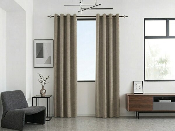 Zasjenjiva zavjesa LOOM VELVET 140x250 cm, bež-smeđa Sistem za vješanje: Metalni prstenovi