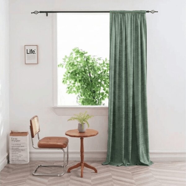 Zavjesa za zamračivanje LOOM VELVET 140x250 cm, zelena Sistem za vješanje: Metalni prstenovi