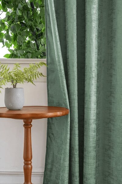 Zavjesa za zamračivanje LOOM VELVET 140x250 cm, zelena Sistem za vješanje: Metalni prstenovi