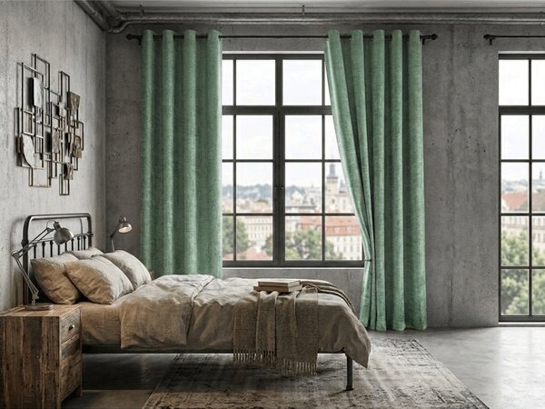 Zavjesa za zamračivanje LOOM VELVET 140x250 cm, zelena Sistem za vješanje: Metalni prstenovi
