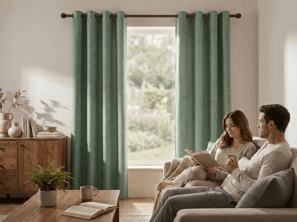 Zavjesa za zamračivanje LOOM VELVET 140x250 cm, zelena Sistem za vješanje: Metalni prstenovi