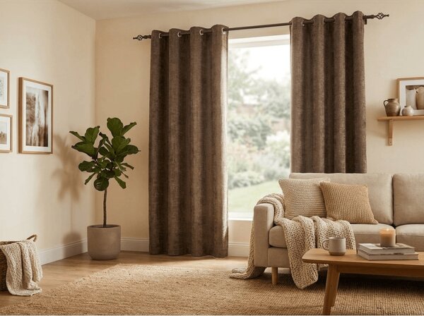 Zamračujuća zavjesa LOOM VELVET 140x250 cm, smeđa Sistem za vješanje: Metalni prstenovi